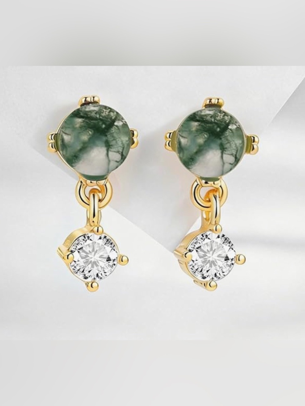 Beautiful 18KT Gold Vermeil Agate Topaz Dangle earrings